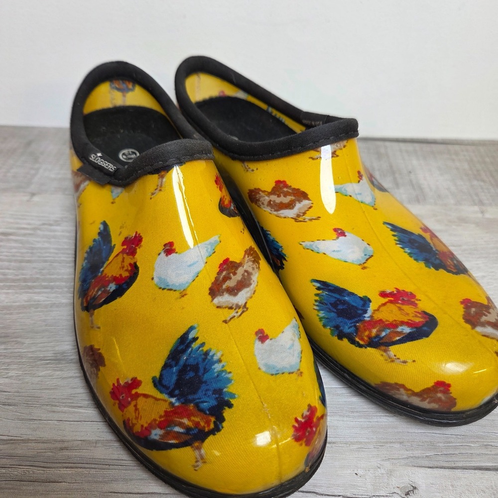 Sloggers Clogs Chicken Rooster Women's Size 10 Yellow Waterproof Garden Rain